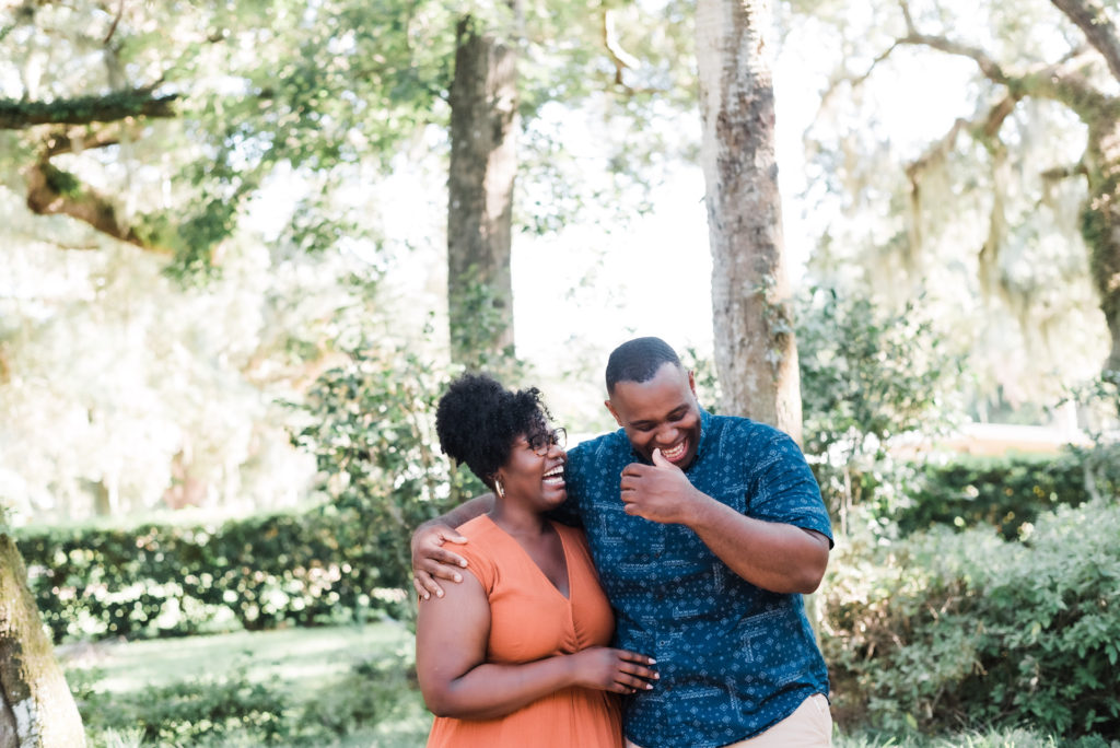 the couple were very happy and giddy after the Washington Oaks Garden State Park surprise proposal Photo by Black Tie & Co. (www.btcweddings.com)
