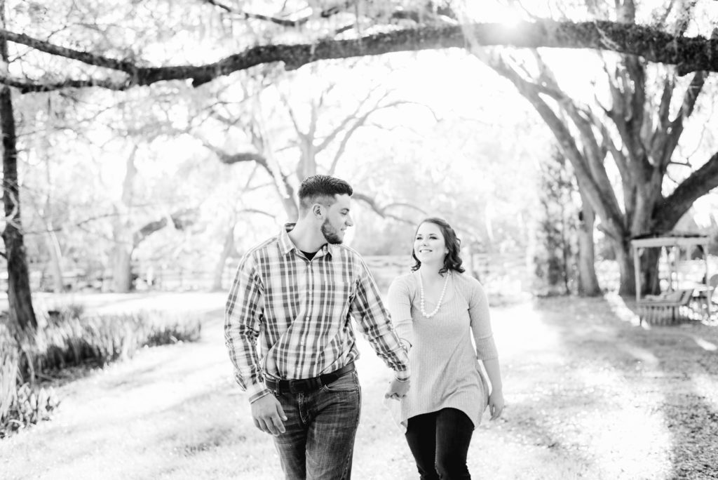 engagement photos at southern pines wedding venue in lake city Florida. Photo by Chabeli Woolsey Black Tie & Co www.btcweddings.com