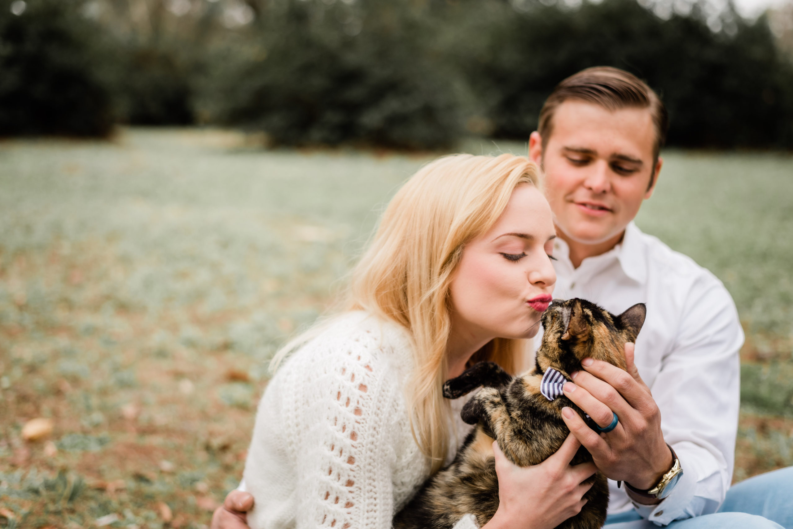 engagement photos with pet at heritage park and gardens in live oak Florida by Black tie and co