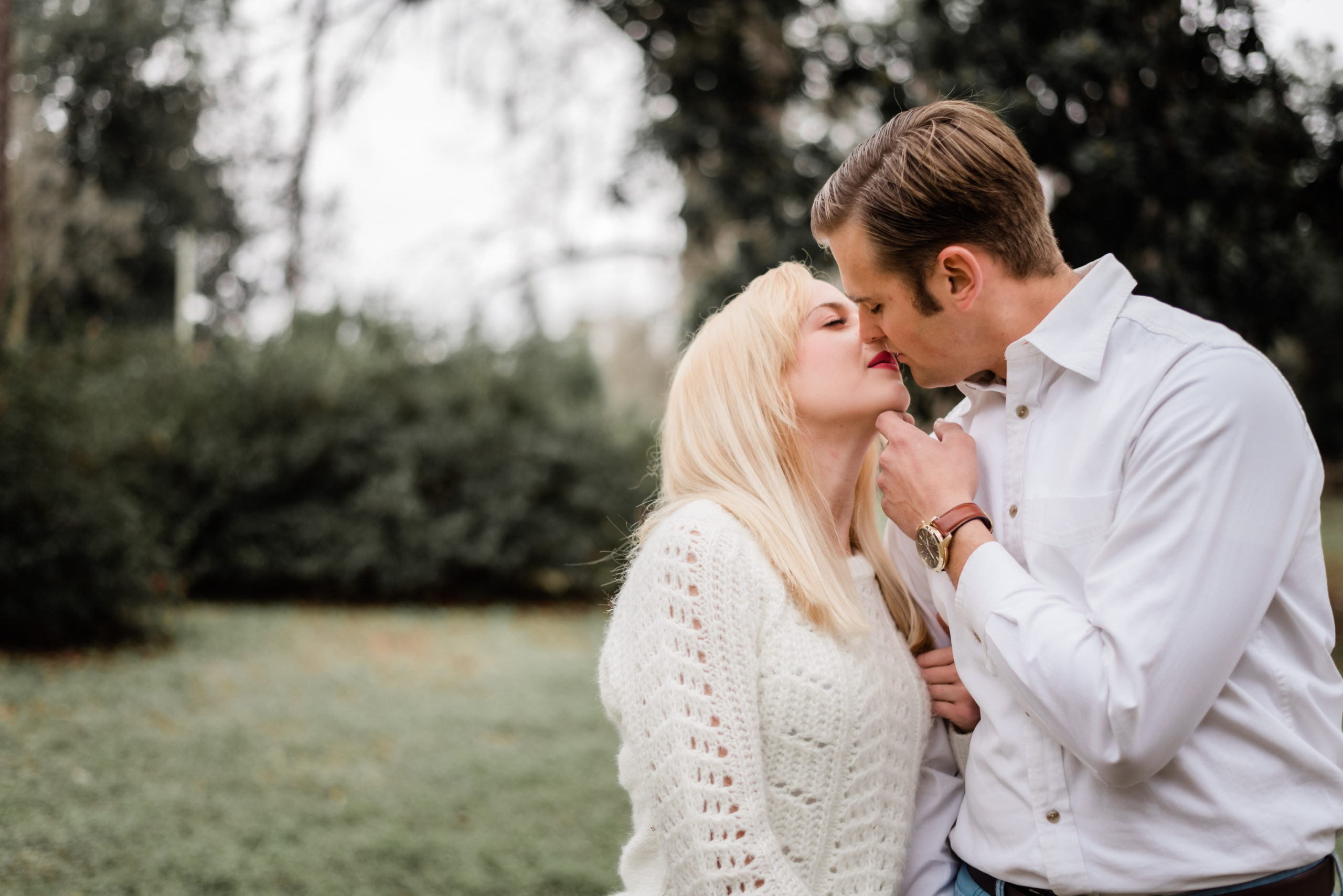 couples Engagement photos at heritage park and gardens in live oak Florida by Black tie and co