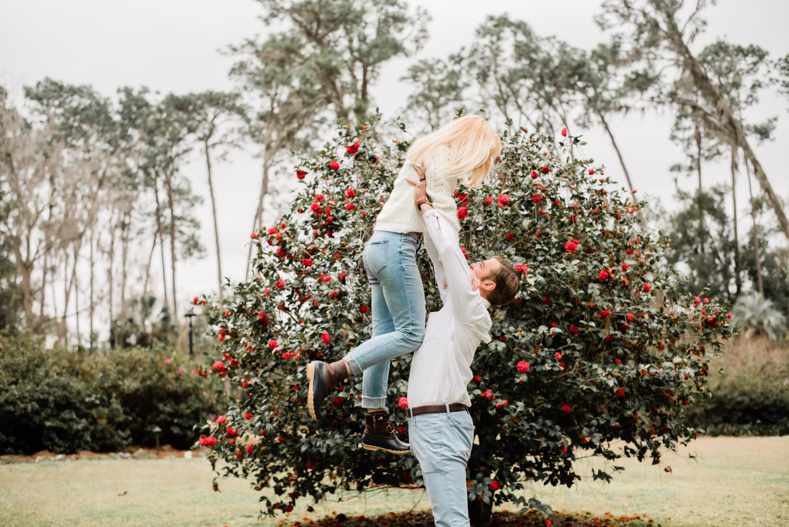 fun couples photos at heritage park and gardens in live oak Florida by Black tie and co